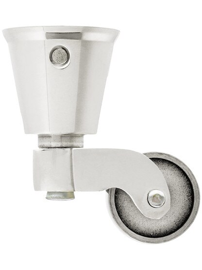 Solid Brass Round-Cup Caster with 1 inch Brass Wheel in Polished Nickel.